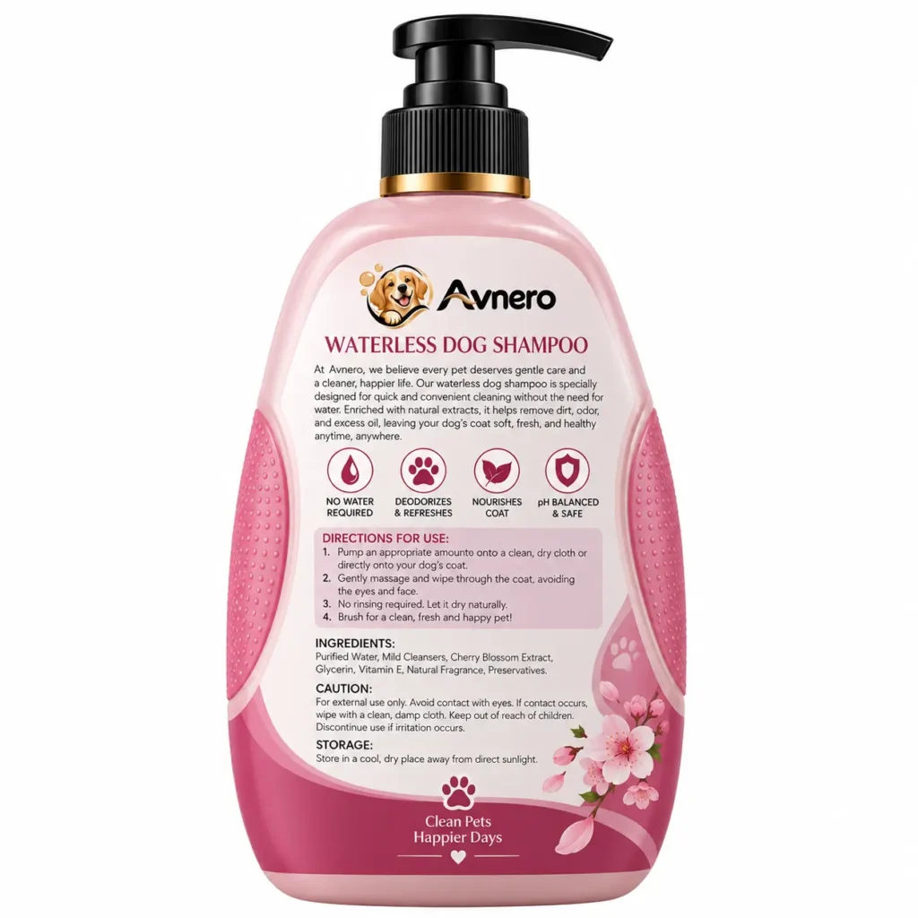 avnero waterless dog shampoo cherry blossom 500 ml for all breeds2